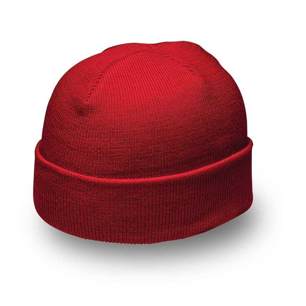 KNITTED BEANIE NAVY RED